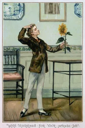 Med längtan efter din intensiva glädje, viktorianskt julkort, utgivet av Hildesheimer und Faulkner, London, ca 1880